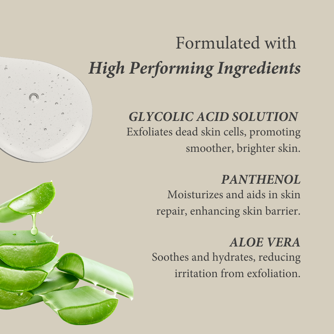 Gentle Exfoliating Glycolic Solution 8% with Aloe for Smoother, Brighter Skin
